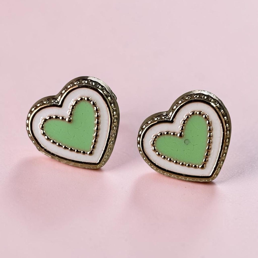 Green Heart Earrings
