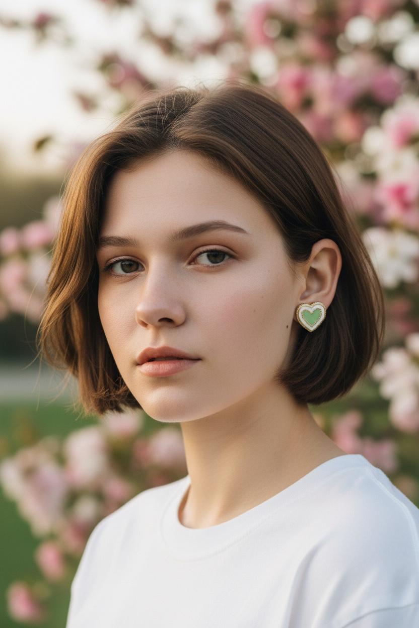 Green Heart Earrings