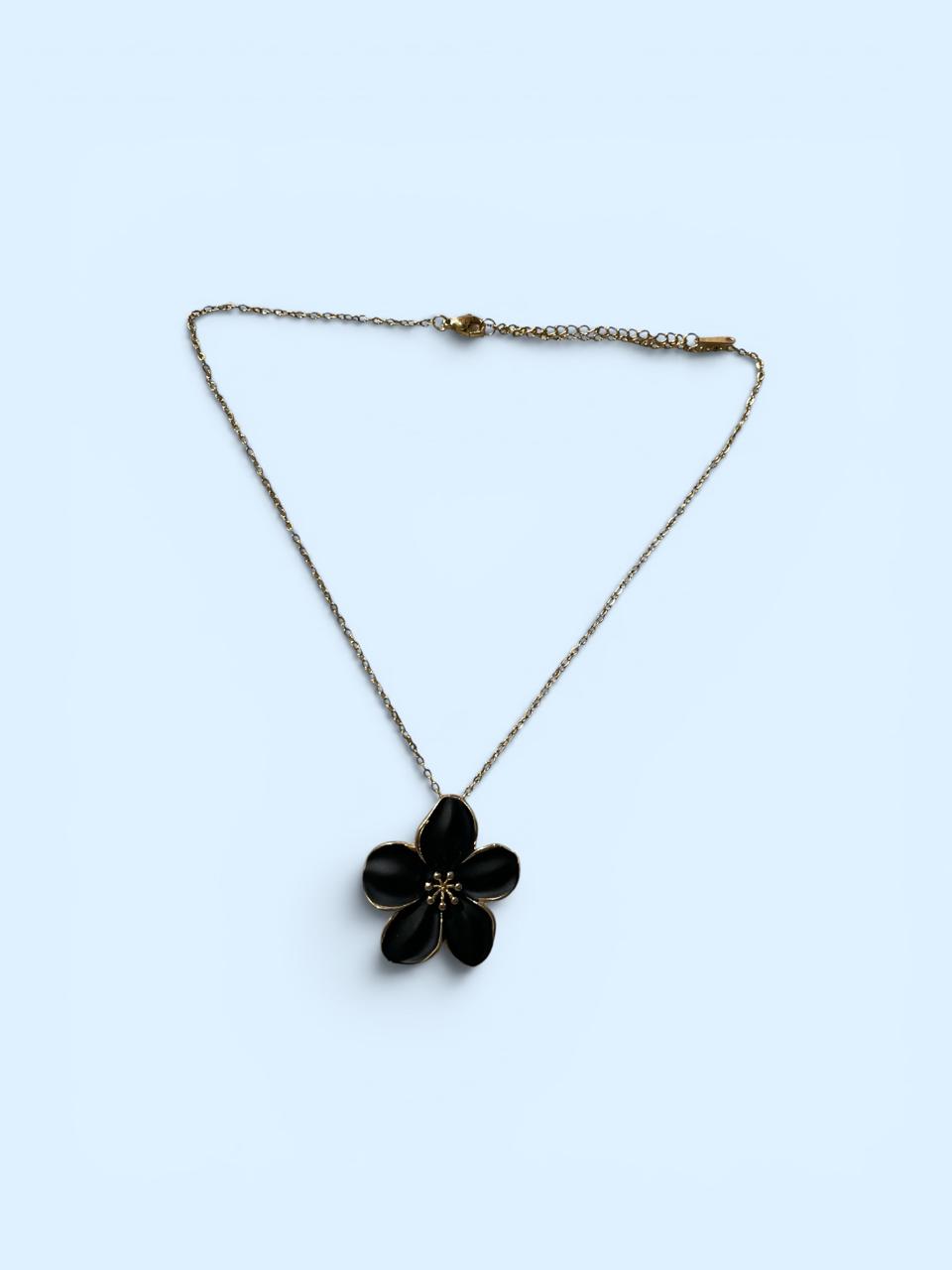 Black Floral Pendant with chain